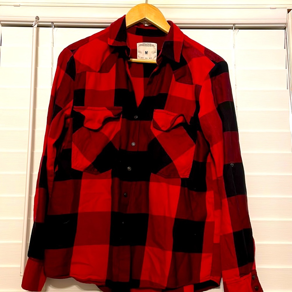 Zara premium denim collection plaid shirt. Size M.